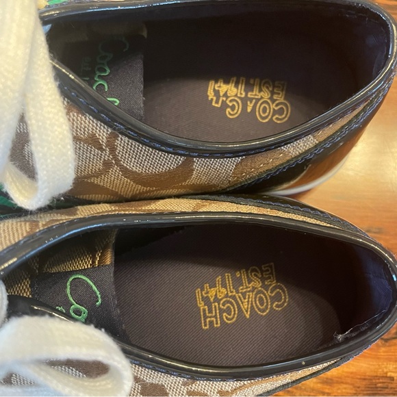 Coach Folly Sneakers Brown with green and blue stripe Size 7.5 - Picture 5 of 11